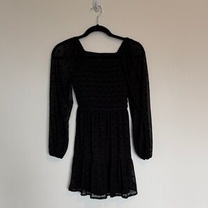 art class Black Polka Dot Long-Sleeve Smocked Dress